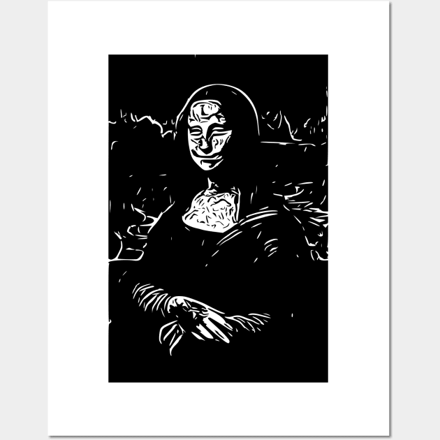 Evil Monalisa | Leonardo da Vinci line art | Black pop art Wall Art by Classical